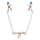 Sex & Mischief Cougar Nipple Clamps - Gold Nipple Clamps with 33 cm Chain